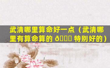 武清哪里算命好一点（武清哪里有算命算的 🐋 特别好的）